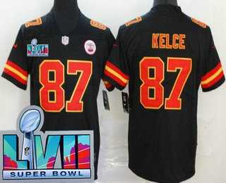 Mens Kansas City Chiefs #87 Travis Kelce Limited Black Super Bowl LVII Vapor Jersey->kansas city chiefs->NFL Jersey